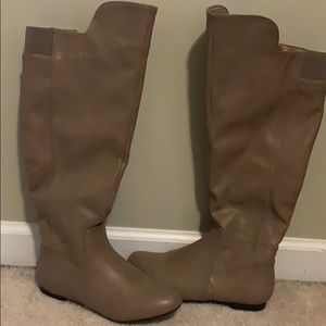Tan knee high boots